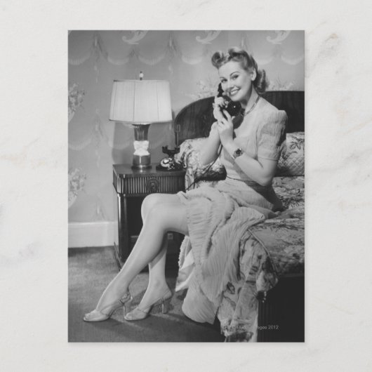 Frauen telefonieren postkarte (Vorderseite)