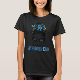 Frauen tragen Blue Huntington's Awareness Blue Leo T-Shirt