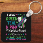 Frauen tragen grünes Aquamarin rosa für metastasie Schlüsselanhänger (Rückseite)
