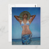 Frauen tragen Hut und Sarong Spaß Sommer Postkarte (Vorne/Hinten)