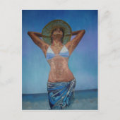 Frauen tragen Hut und Sarong Spaß Sommer Postkarte (Vorderseite)