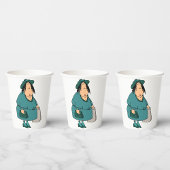 Frauen tragen Taschen Pappbecher