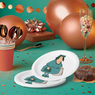 Frauen tragen Taschen Pappteller