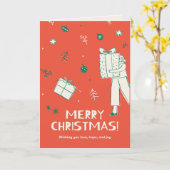 Frauen tragen Weihnachtsgeschenkskizze Karte (Gelbe Blume)