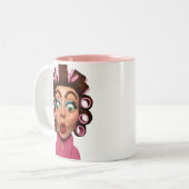 Frauen-tragende Lockenwickler Zweifarbige Tasse (Vorderseite Links)