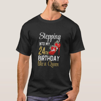 Frauen treten in meinen 24. Geburtstag ein wie ein T-Shirt