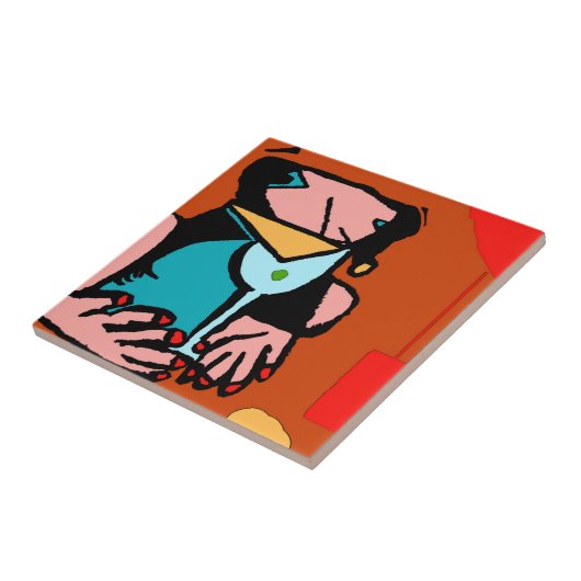 Frauen trinken Abstrakten Kubismus Fliese (Seite)