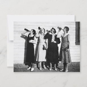 Frauen trinken Bier Alte Fotografie Vintages Bier Postkarte