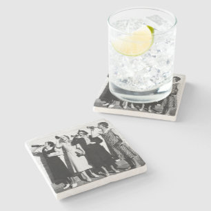 Frauen trinken Bier Alte Fotografie Vintages Bier Steinuntersetzer