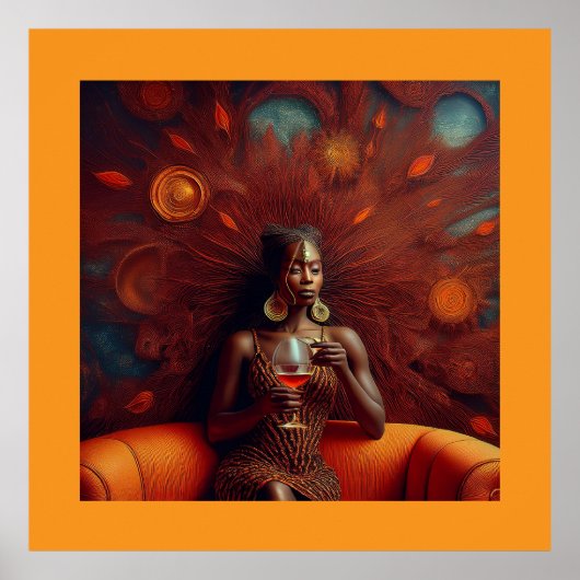 Frauen trinken ein Getränk auf der Couch Poster (Vorne)