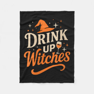 Frauen Trinken Hexenwein Glas Halloween Junggesell Fleecedecke