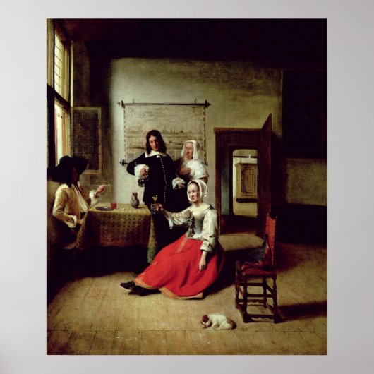 Frauen trinken mit Soldaten, 1658 Poster (Vorne)