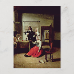Frauen trinken mit Soldaten, 1658 Postkarte