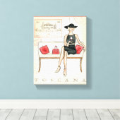 Frauen trinken Roten Wein Leinwanddruck (Insitu (Holzboden))