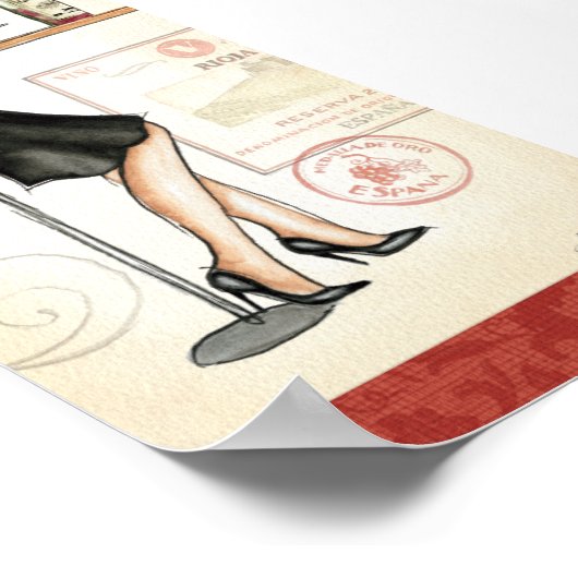 Frauen trinken spanischen Wein Poster (Ecke)