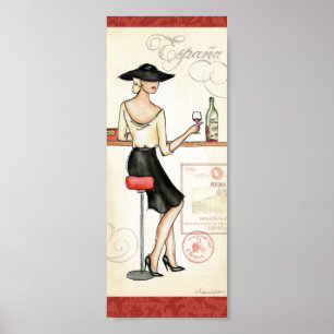 Frauen trinken spanischen Wein Poster