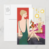 Frauen trinken Wein Postkarte (Vorne/Hinten)