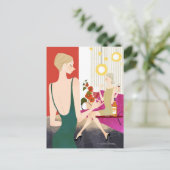 Frauen trinken Wein Postkarte (Stehend Vorderseite)