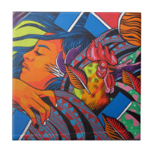 Frauen-u. Huhn-Wand-Wandgemälde