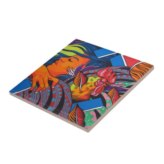 Frauen-u. Huhn-Wand-Wandgemälde Fliese (Seite)