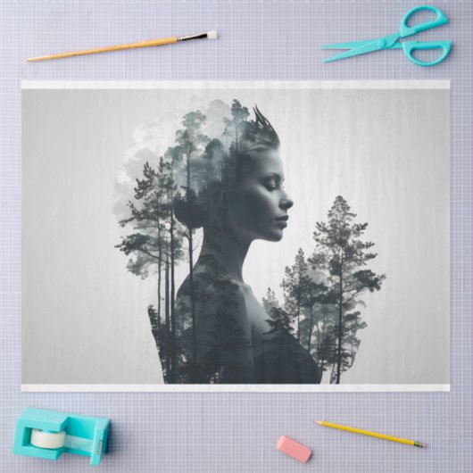 Frauen über exponierte Waldschädigung Seidenpapier (Basteln)