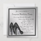 Frauen überraschen 60. Geburtstagsparty Silver Einladung (Rückseite)