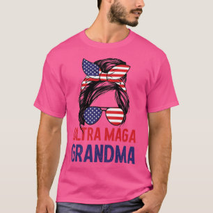 Frauen Ultra Maga Grandma Patriotic Messy Bun T-Shirt