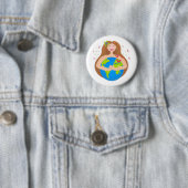 Frauen umarmten Planeten Erde Button (Beispiel)
