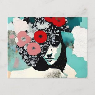 Frauen und Blume Abstact Painting Postkarte