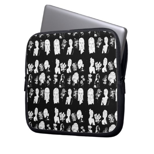 FRAUEN UND BLUME(B&W) LAPTOPSCHUTZHÜLLE (Vorderseite Links)
