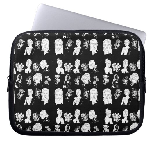 FRAUEN UND BLUME(B&W) LAPTOPSCHUTZHÜLLE (Vorderseite)