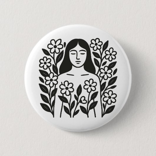 Frauen und Blume Button (Vorderseite)