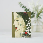 Frauen und Blume Collage Postkarte (Stehend Vorderseite)