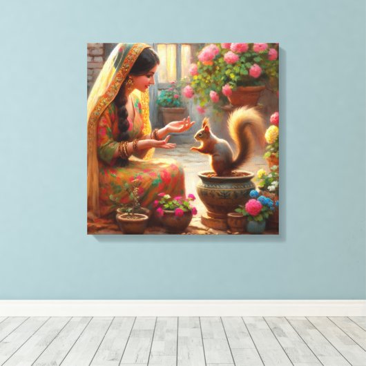 Frauen und Eichhörnchen 2 Leinwanddruck (Insitu (Holzboden))