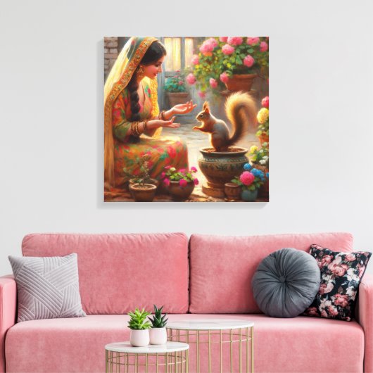 Frauen und Eichhörnchen 2 Leinwanddruck (Insitu (Wohnzimmer))