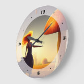 Frauen und ein riesiger Pilz Große Wanduhr (Winkel)