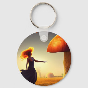 Frauen und ein riesiger Pilz Schlüsselanhänger