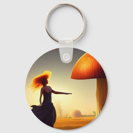 Frauen und ein riesiger Pilz Schlüsselanhänger (Vorderseite)