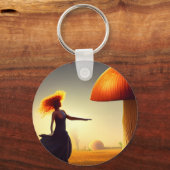 Frauen und ein riesiger Pilz Schlüsselanhänger (Vorderseite)