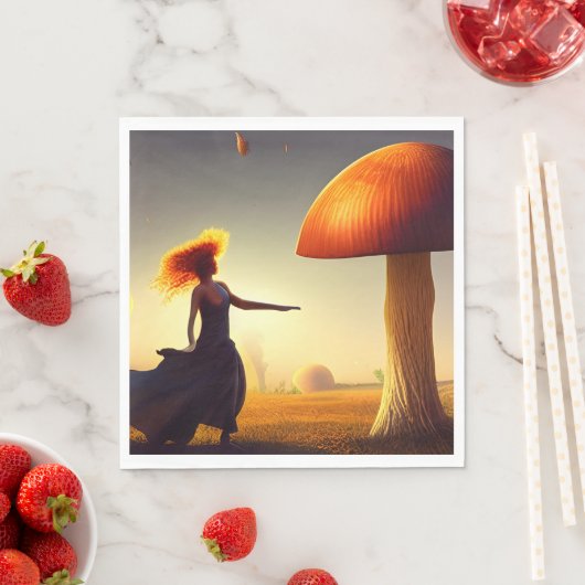 Frauen und ein riesiger Pilz Serviette (Beispiel)