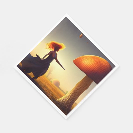 Frauen und ein riesiger Pilz Serviette (Ecke)