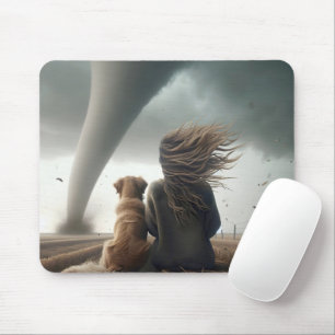 Frauen und Hunde sehen einen Tornado Mousepad