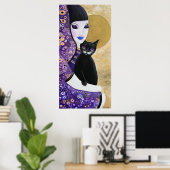 Frauen und Katzen Lila Whimsikkunst Poster (Heimbüro)