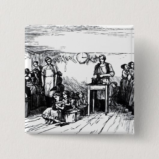 Frauen und Kinder, die Schuhe herstellen Button (Vorderseite)