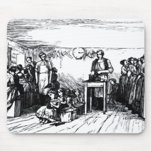 Frauen und Kinder, die Schuhe herstellen Mousepad