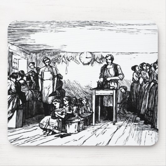 Frauen und Kinder, die Schuhe herstellen Mousepad (Vorne)