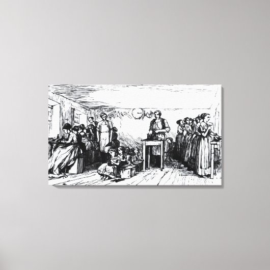 Frauen und Kinder Schuhmacherei Leinwanddruck (Vorderseite)