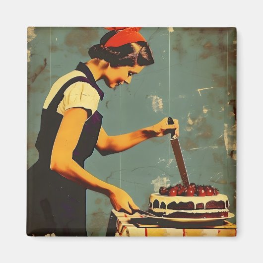 Frauen und Kuchen Vintag Magnet (Vorne)