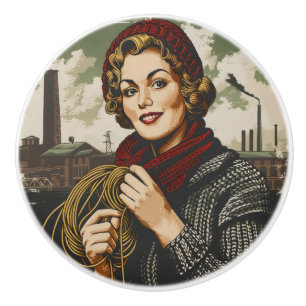 Frauen und Linie Vintag Keramikknauf