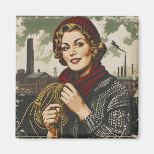 Frauen und Linie Vintag Magnet